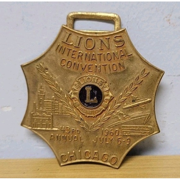 Other - 1960 Lions Annual Convention Chicago 43rd Annual July 6-9 Metal Ribbon Medal